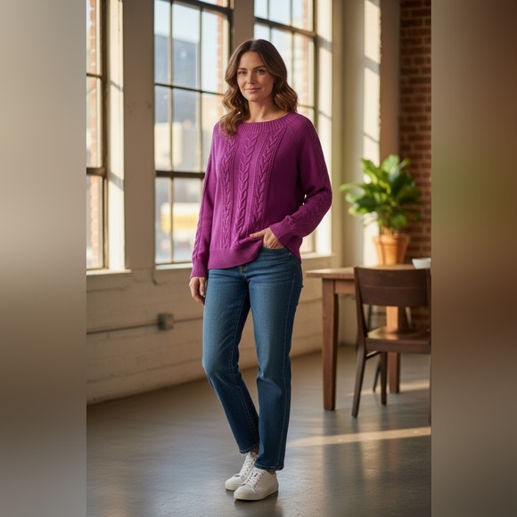 Guess Women's Vibrant Purple Knit Sweater NWT - Picture 2 of 4